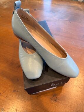 27 EDIT Powder Blue Leather Ballet Flats